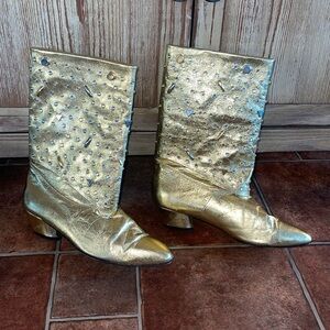 Vintage Sebastino Gold Metallic Retro Leather Boots in size 8M